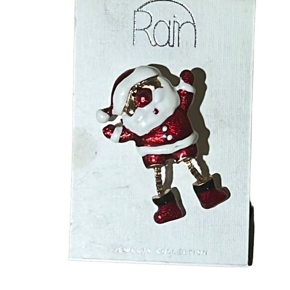 NWT Moving Santa Christmas Brooch Pin Holiday Jewelry Enamel - Picture 4 of 6